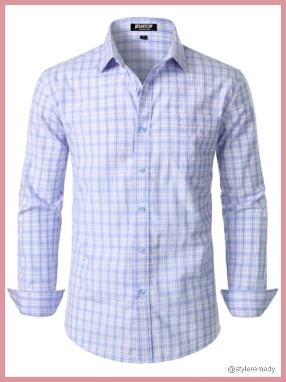 Men's Slim Fit Plaid Button Down Long Sleeve Shirt, Cotton Blend